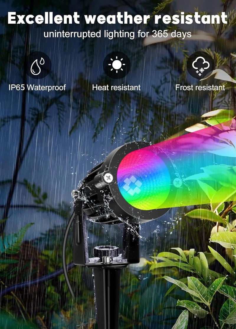 YDS Christmas Spotlights Outdoor, 12W RGBW Halloween Spot Lights with Remote, 120V Plug-in Color Changing LED Landscape Lighting with IP65 Waterproof for Yard Garden Tree Decor, 2 Pack - Image 4